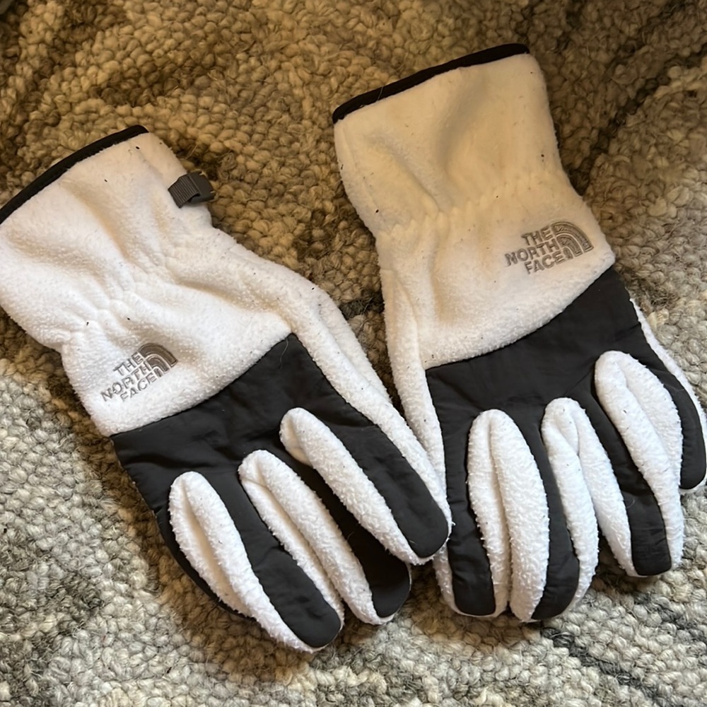 The North Face White and Black Fleece Gloves